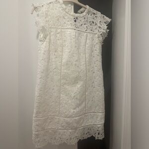 Vineyard Vines Lace Shift Mini Cap Sleeve Dress in White Cap Size 8